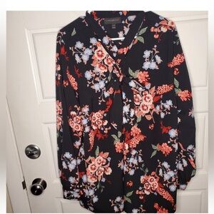 Lane Bryant Floral Tie Neck Blouse Sz 18/20